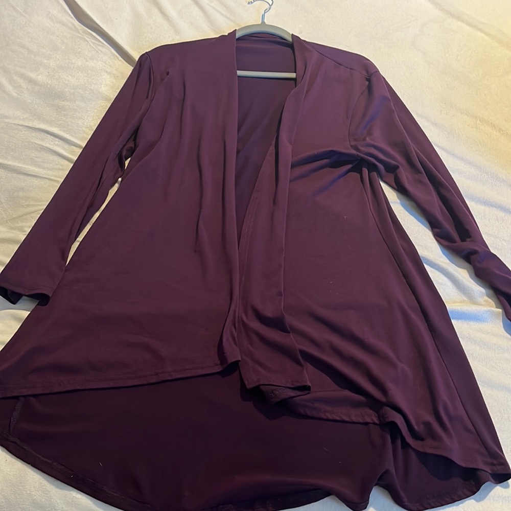 Purple long open cardigan